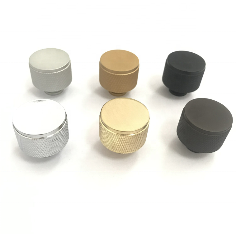 Knurled Brass Aluminum Unique Chrome Black Gold Furniture Cabinet Door Handle Knobs