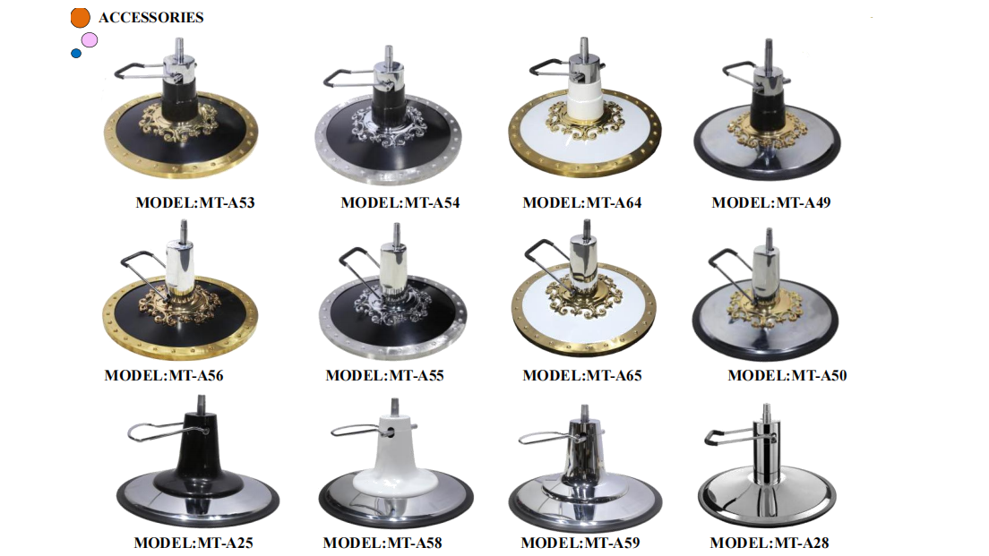 Salon Beauty Equipment Parts Various Design Barber Chairs Chrome Base Hydraulic Salon Base Round