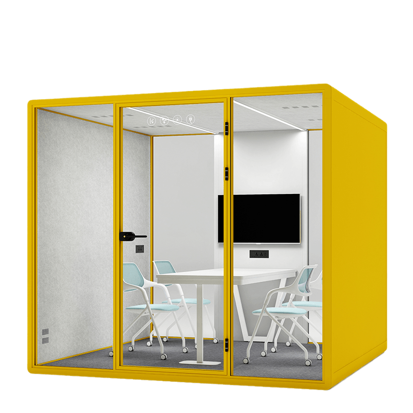 Office Pod Movable Silence Booth 6 Seat Soundproofing Office Soundproof Meeting Pod