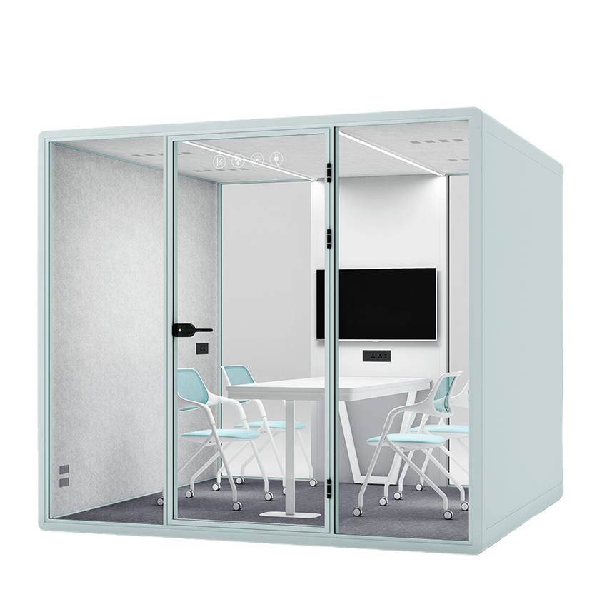 Office Pod Movable Silence Booth 6 Seat Soundproofing Office Soundproof Meeting Pod