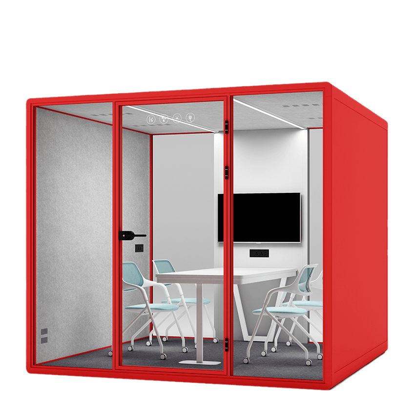 Office Pod Movable Silence Booth 6 Seat Soundproofing Office Soundproof Meeting Pod