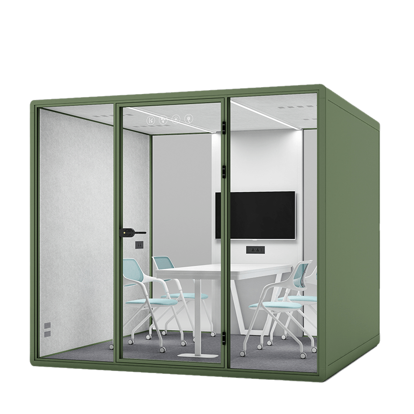 Office Pod Movable Silence Booth 6 Seat Soundproofing Office Soundproof Meeting Pod