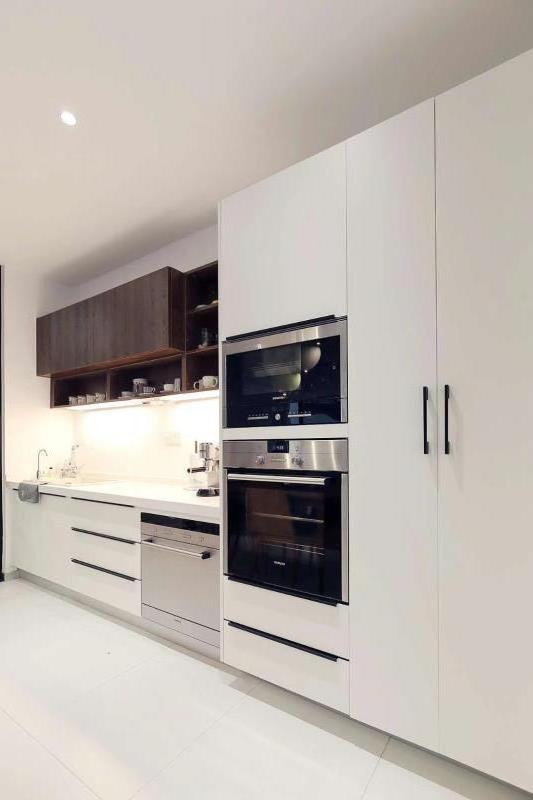 High Gloss Modern White Wall Cabinet Stainless Carcass Custom Stainless Steel Countertop Kitchen Cupboards