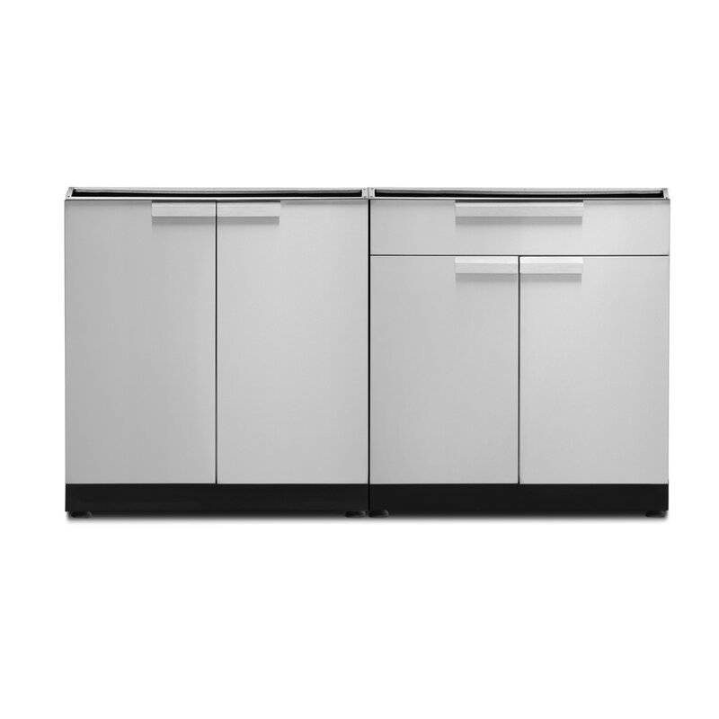 Modern Style Waterproof Modular Cabinet 304 Stainless Steel Outdoor Kitchen Cabinets For BBQ & Appliances