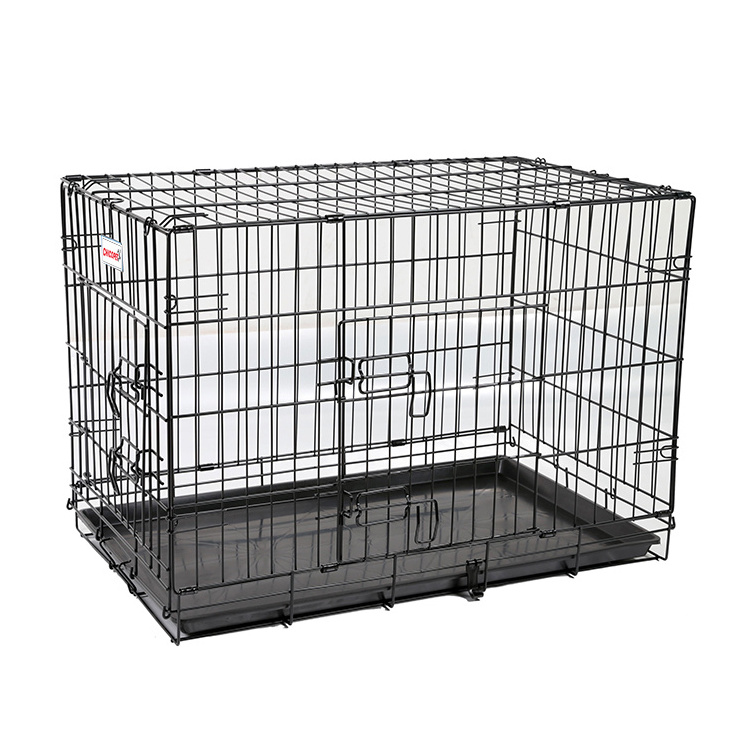 Wholesale cheap durable metal dog cages Two-door dog crates foldable mobile pet cages Pet Cage