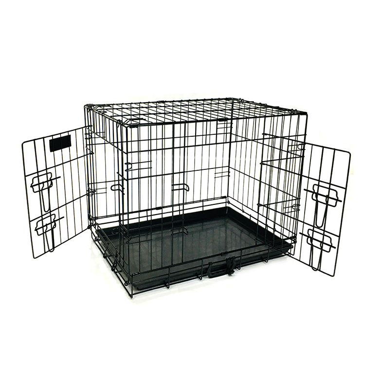 Wholesale cheap durable metal dog cages Two-door dog crates foldable mobile pet cages Pet Cage