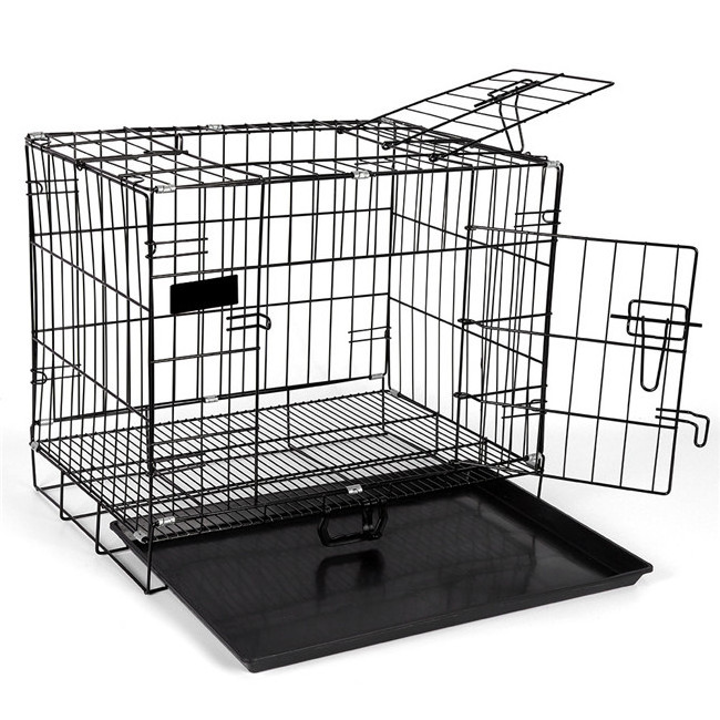 Collapsible outdoor dog crate Kennel Stainless steel dog house plastic tray pet carrier Portable dog crate Pet Cage