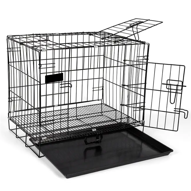 Special pet carrier Double door mesh dog crate Mobile pet house collapsible large dog cage metal kennel Pet Cage