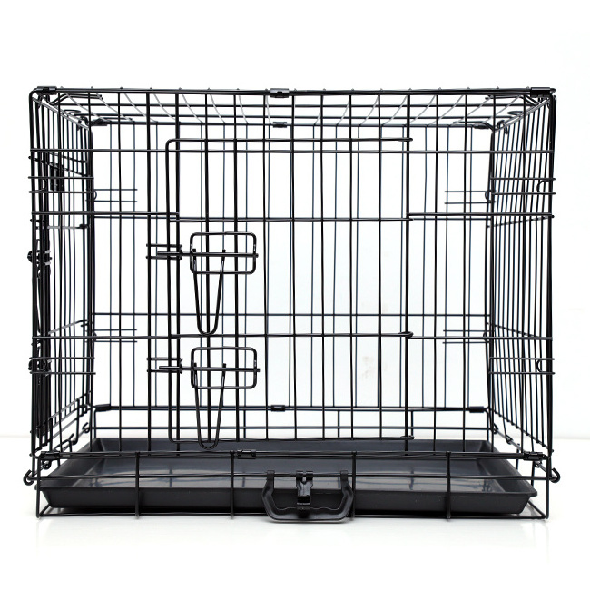 Dog crate 2 Door 42 48 Inch Portable Stackable Dog Crate Large Cat Dogs Stainless Steel Metal Kennels Pet Cages Pet Cage