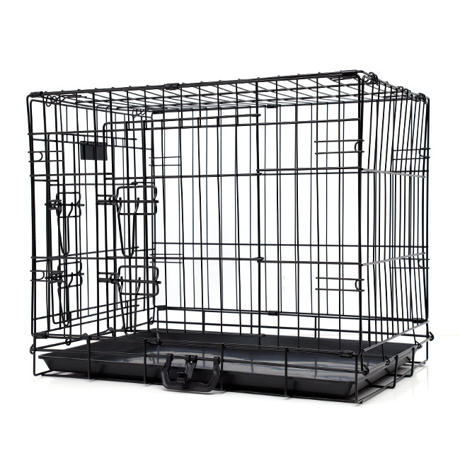 Dog crate 2 Door 42 48 Inch Portable Stackable Dog Crate Large Cat Dogs Stainless Steel Metal Kennels Pet Cages Pet Cage