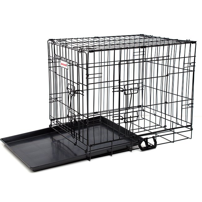 Dog crate 2 Door 42 48 Inch Portable Stackable Dog Crate Large Cat Dogs Stainless Steel Metal Kennels Pet Cages Pet Cage