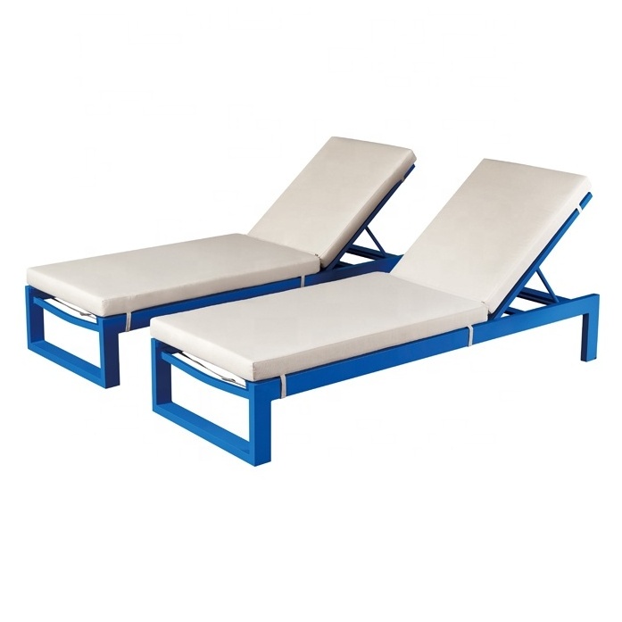 Beach Sun Bed  Swimming Pool Side Loungers Set Patio Furniture Aluminum Chaise Lounge Outdoor with Wheels