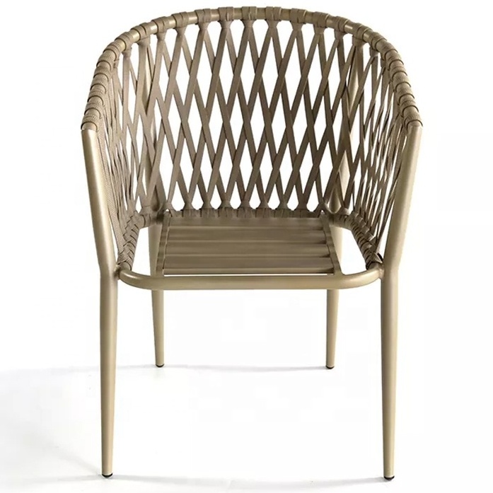 All Weather Aluminum Rope Wicker Weave Outdoor Furniture rattan chair Patio Restaurant Cafe Garden Chairs