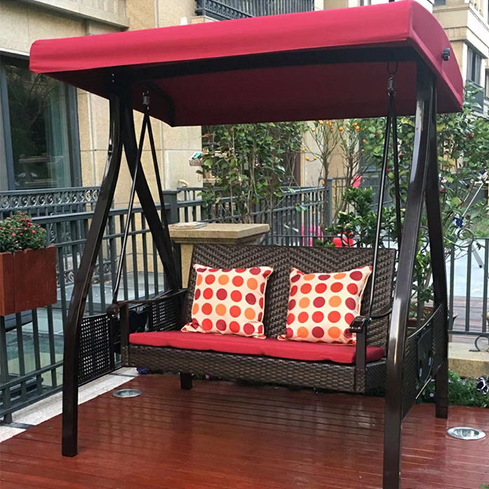 Garden Courtyard Patio Cast Aluminum With Canopy Sunshade Swing Chair Solar Energy Outdoor Hanging Sofa