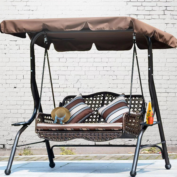 Garden Courtyard Patio Cast Aluminum With Canopy Sunshade Swing Chair Solar Energy Outdoor Hanging Sofa