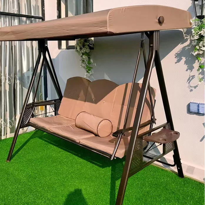 Patio Canopy Glider Hammock Cushioned Cast Aluminum Frame Bench Outdoor Garden Furniture Swing Sofa