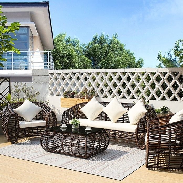 New Design Creative Design Leisure Aluminum Rattan All Weather Outdoor Luxury  Furniture Modular Resort Patio Garden sofa Set