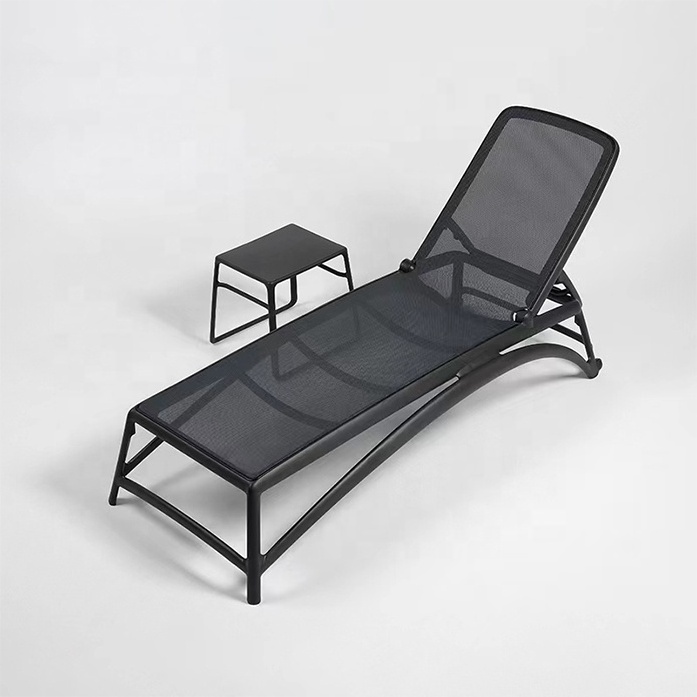 Comfortable Garden Mesh Adjustable Lounger  Aluminum Outdoor Courtyard Swimming Pool Sun Lounger Bed For Beach