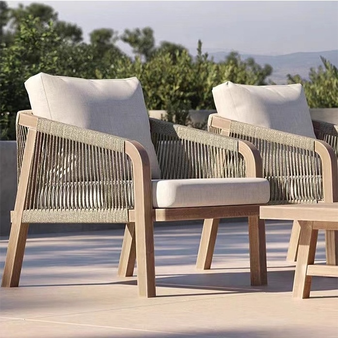 Modern Luxury  New arrival Outside Teak wood Solid Rape Sets Outdoor Garden Conversation Sofa Patio Furniture