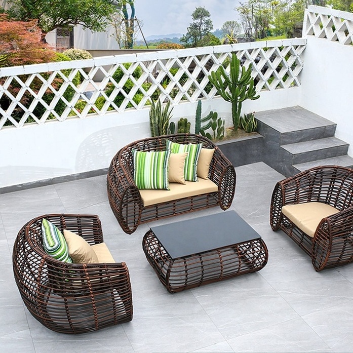 New Design Creative Design Leisure Aluminum Rattan All Weather Outdoor Luxury  Furniture Modular Resort Patio Garden sofa Set