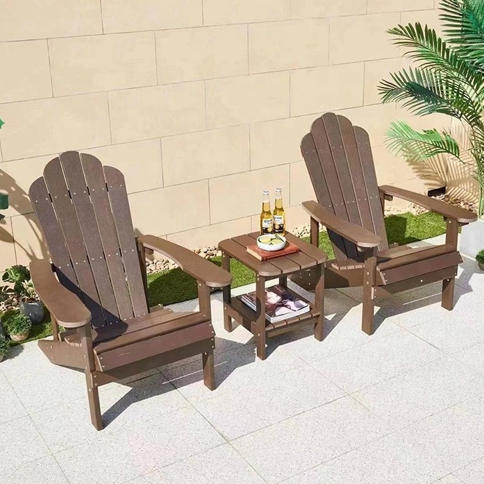 Weather Resistant Garden Chair  Backrest Patio Set Outdoor Furniture Recycled Folding Plastic Wood Beach Chairs