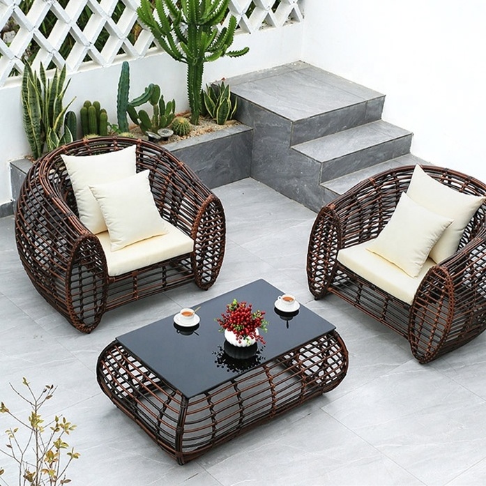 New Design Creative Design Leisure Aluminum Rattan All Weather Outdoor Luxury  Furniture Modular Resort Patio Garden sofa Set