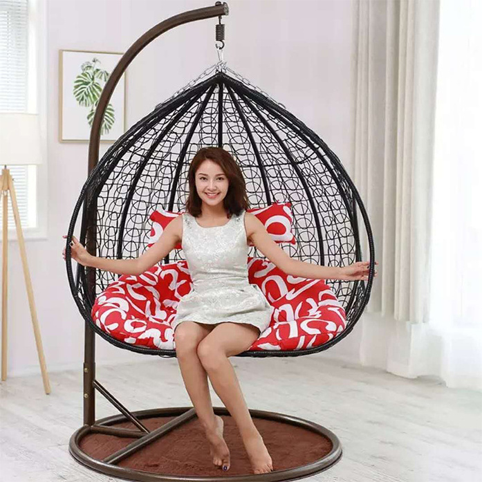 Egg Shaped Rattan Wicker Camping Swing Chair Porch Outdoor Bench Seat Garden Patio Canopy