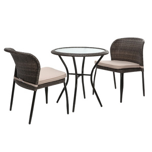 Outdoor furniture china coffee shop 3 piece rattan patio garden furniture