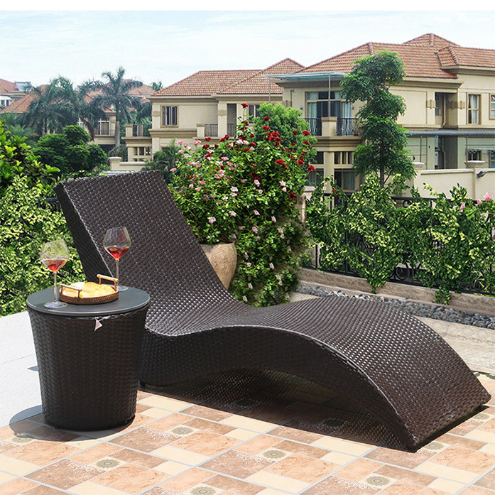 Garden Poolside Rattan Outdoor Chaise Lounge Furniture Patio Chaise  Beach Pool Chair Sun Lounger