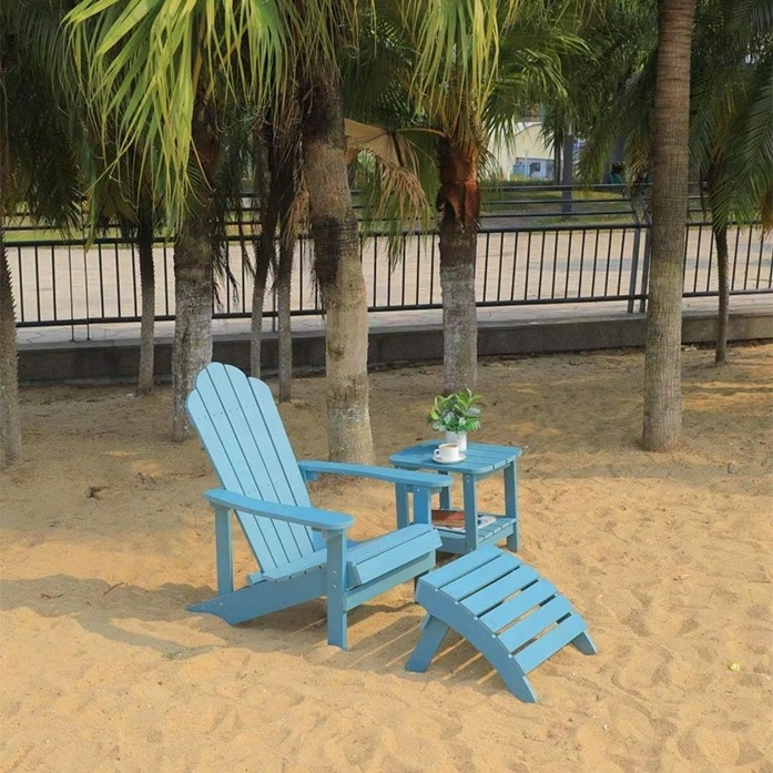 Weather Resistant Garden Chair  Backrest Patio Set Outdoor Furniture Recycled Folding Plastic Wood Beach Chairs