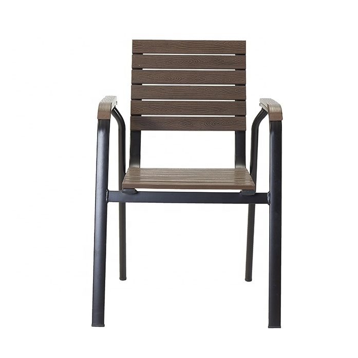 New Arrival aluminum garden furniture hotel plastic wood patio set outdoor dining chairs