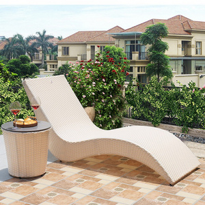 Garden Poolside Rattan Outdoor Chaise Lounge Furniture Patio Chaise  Beach Pool Chair Sun Lounger