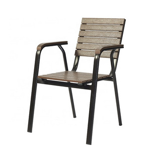 New Arrival aluminum garden furniture hotel plastic wood patio set outdoor dining chairs