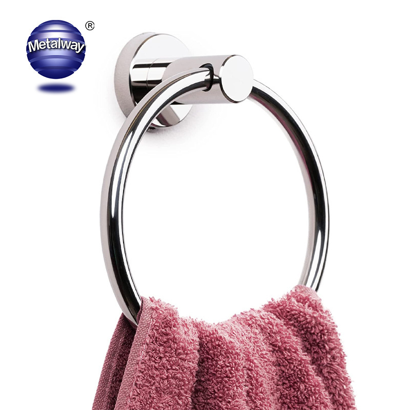 Wall Mount Sus304 Bath Towel Ring Satin Finish Bathroom Hardware Set Hand Towel Holder Brushed Nickel Circle Towel Rack Rings