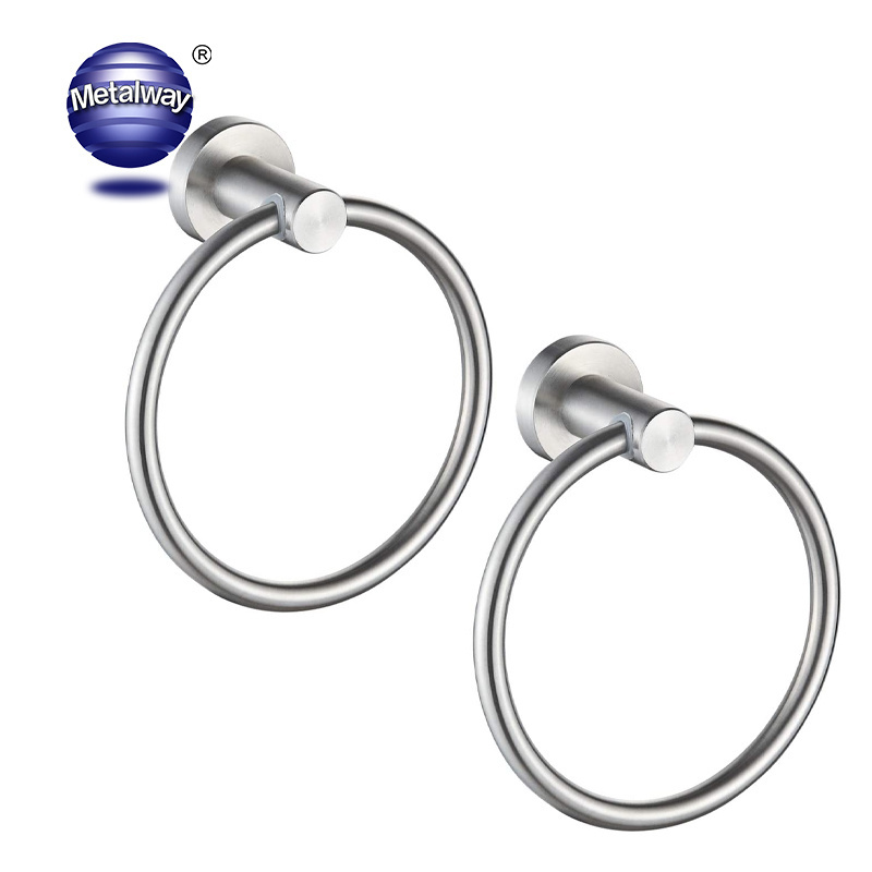 Wall Mount Sus304 Bath Towel Ring Satin Finish Bathroom Hardware Set Hand Towel Holder Brushed Nickel Circle Towel Rack Rings