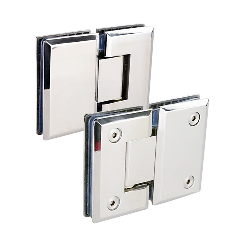 Square Edges Bathroom Glass Hinge Zinc alloy Bathroom Clamp 180 Degree Glass to Glass Shower Door Hinge