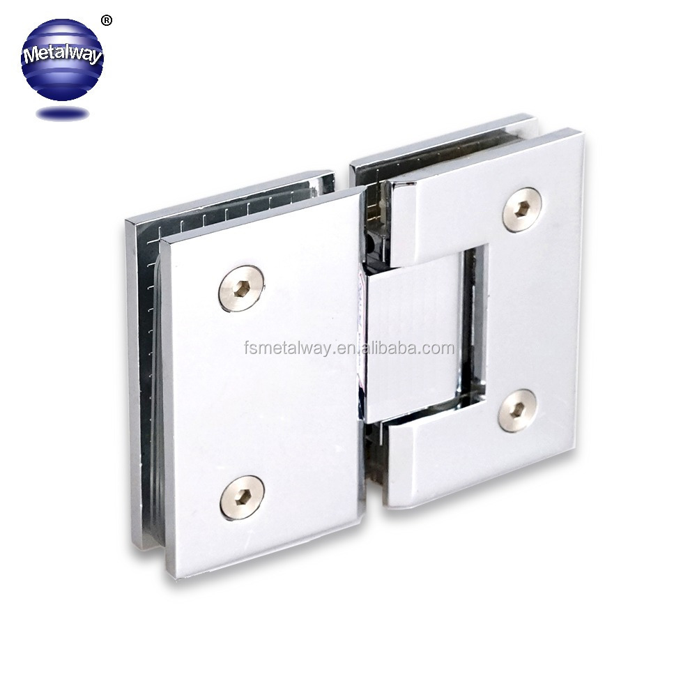 Square Edges Bathroom Glass Hinge Zinc alloy Bathroom Clamp 180 Degree Glass to Glass Shower Door Hinge