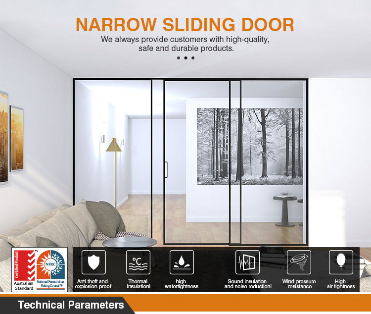 Aluminum Alloy Germany Narrow Frame Sliding Doors Soundproof Glass Aluminium Sliding Door