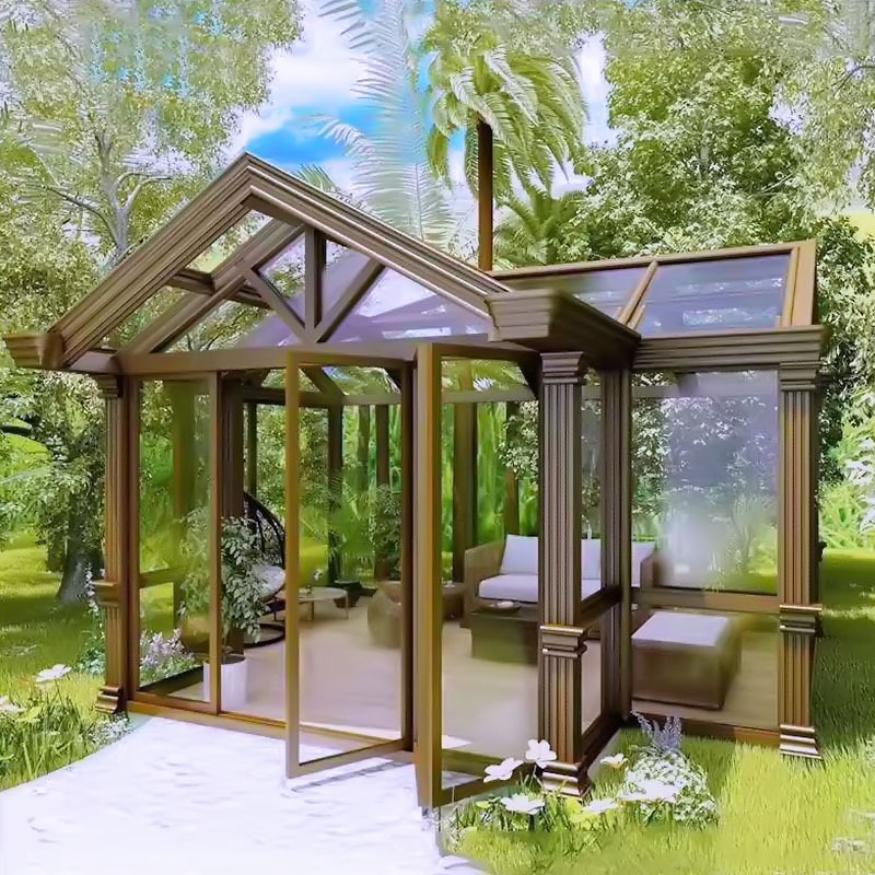 sun room glass house portable outdoor aluminium sunrooms Customized winter garden aluminum glass house thermal insulation sunroo