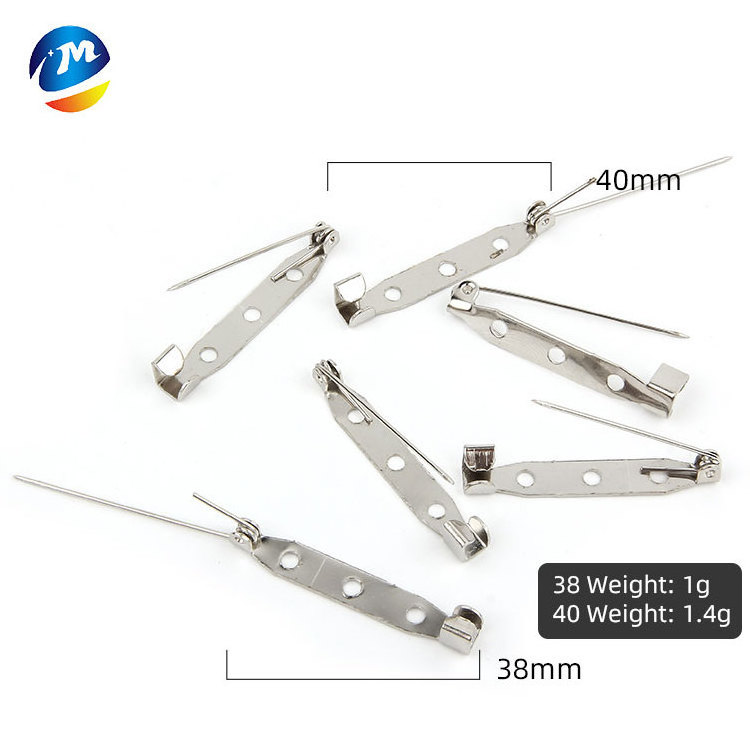 different size stainless steel metal locking safety pin 38mm 40mm name badge metal safty pins