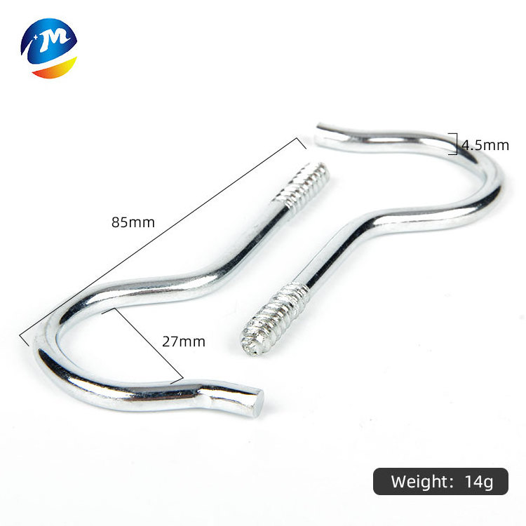 hot sale plated iron metal J hook silver screw end hooks J shaped hanging hook