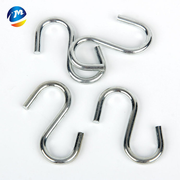 3.4mm wide 43mm long s type hook zinc plated s-hook hanging thick iron metal s shaped hooks for hanging bags