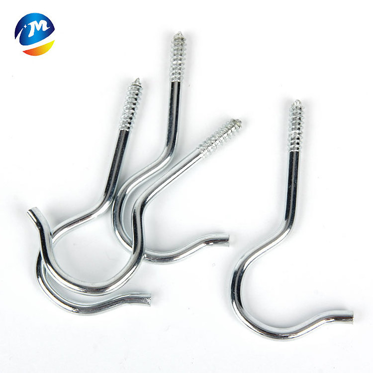 hot sale plated iron metal J hook silver screw end hooks J shaped hanging hook