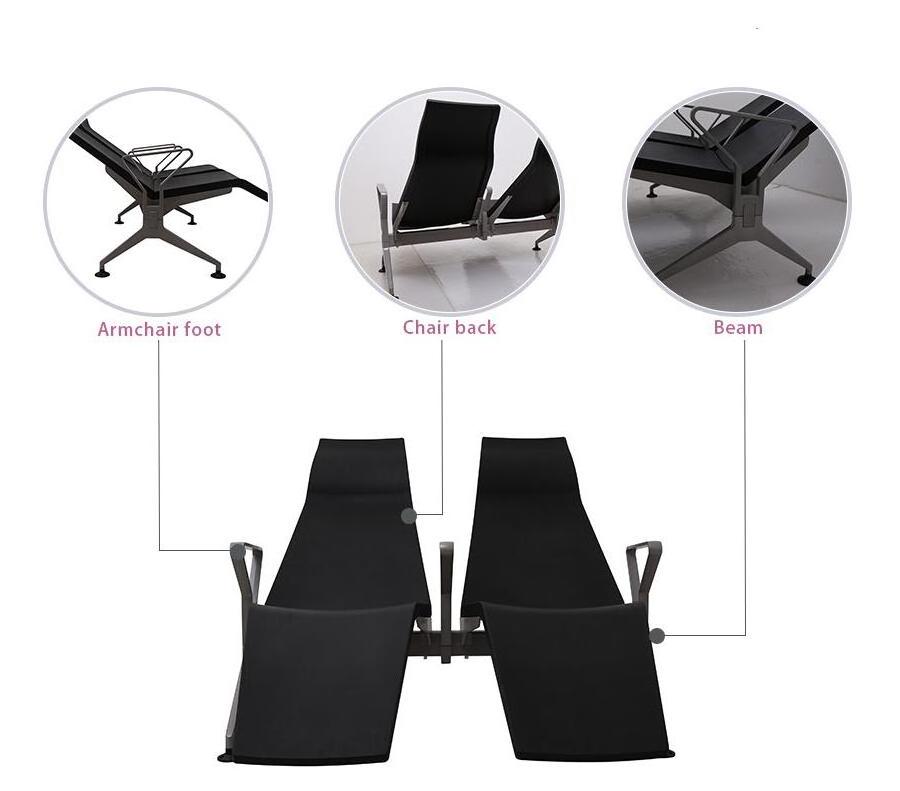 High Back Good Pu Cushion Cover Office Home Waiting Area Chairs Aluminium Armrests Airport Lounge Chair