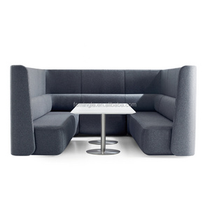 High back U shape office booth seating for smart office with desk for conference meeting