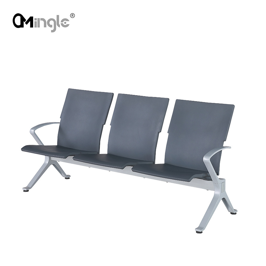 Airport Waiting Chairs Gang Chair Seats Steel Optional PU Leather Cushion Three Seats Tandem Bench