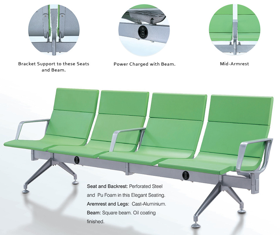 Airport Chair Aluminum Bench Waiting 3 Seat Chairs Modern Office Metal Airport Waiting Room Chair Contemporary School Furniture