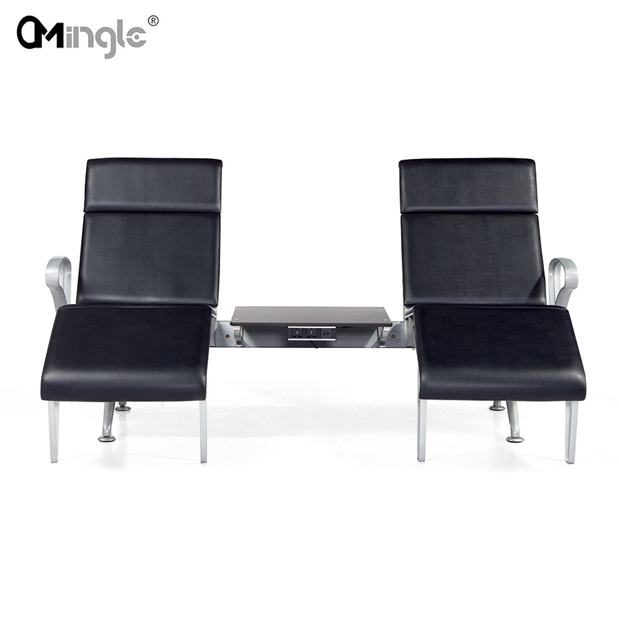 High Back Good Pu Cushion Cover Office Home Waiting Area Chairs Aluminium Armrests Airport Lounge Chair