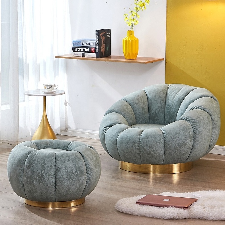 Antique New Design Leisure Chair Comfortable Sofa Chair With Ottoman Modular Metal Legs Living Room Chair