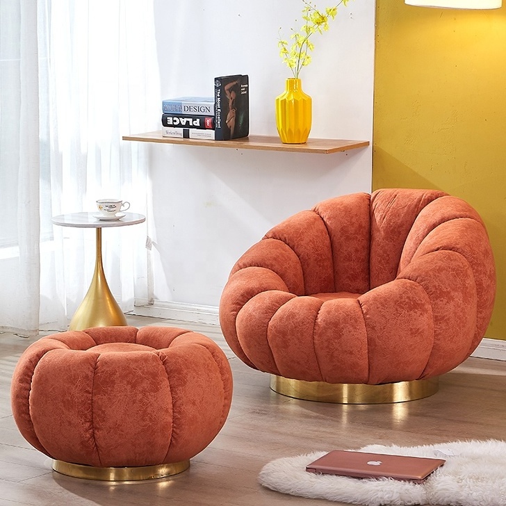 Antique New Design Leisure Chair Comfortable Sofa Chair With Ottoman Modular Metal Legs Living Room Chair